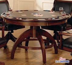 Wooden Poker Table Dining Checkers Chess Texas Holdem Multi Game Round Flip Top Poker Table Multi Game Table Table