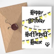 Template Harry Potter Happy Birthday Card Printable Harry Potter Inspired Printable Birthday Card Hufflepuff Https Www Etsy Com Listin Harry Potter Birthday Cards Birthday Card Printable Blank Birthday Cards