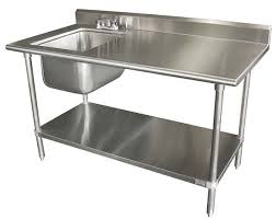 Free Standing Service Sink With Faucet In 2020 Stainless Steel Work Table Kitchen Work Tables Stainless Steel Kitchen