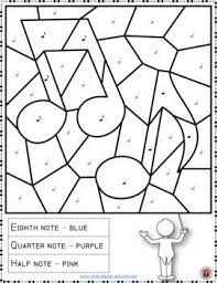 Choose a space to color, identify the note or rhythm, reference the chart at the bottom of the page to find out which crayon you need, and start coloring. Music Color By Music Note Coloring Page Free Music Activity Musikspiele Noten Lernen Und Musikunterricht