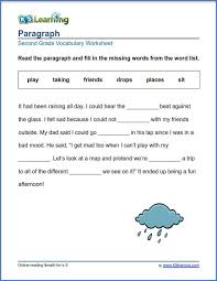 3rd Grade Vocabulary Vocabulary Worksheets Paragraph Writing Worksheets 2nd Grade Worksheets