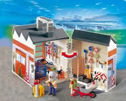 Playmobil 4043 Take Along Construction With Rolling Garage Door And Unfolding Ramp For Easy Car Entrance Nib In 2020 Playmobil Construction Signs Playset