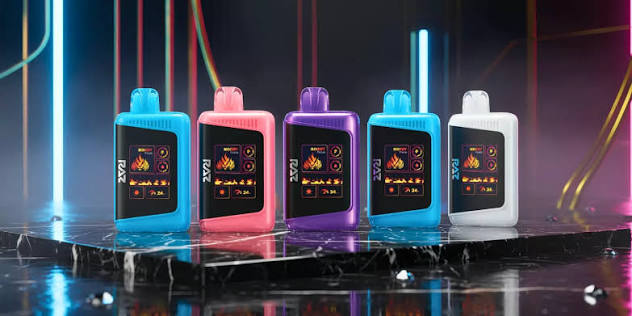 Raz TN9000 smart disposable vape collection with animated screens on VapeFeat