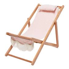 Sling Outdoor Chair Lauren S Pink Stripe With Fringe In 2020 Sling Chair Outdoor Chairs Beach Chairs
