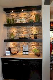 Floating shelf with faux stone finish and wood top. Pin On For The Home