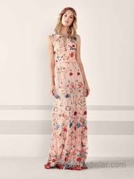Pronovias 2019 Abiye Elbise Modelleri Pembe Uzun Kolsuz Cicek Islemeli The Dress Elbise Modelleri Aksam Elbiseleri