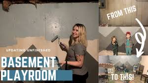 A complete diy finished basement renovation may seem like a daunting project, but we've got plenty of helpful tutorials and ideas to help you tackle the task like a pro. Upgrading Unfinished Basement Playroom Easy Mountain Mural Youtube