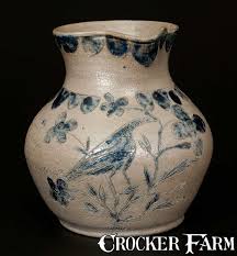 Extremely Important Putnam County, Indiana Stoneware Pitcher with Elaborate  Incised Bird, 1844 -- Lot 89 -- July 19, 2014 Stoneware Auction -- Crocker  Farm, Inc.