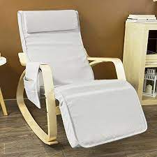 Sobuy Fst18w Comfortable Relax Rocking Chair Gliderslounge Chair Recliners With Adjustable Footrest Side Pocket White Rocking Chair Recliner Chair Foot Rest