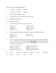 Sample atomic structure worksheet 7 documents in word pdf. Basic Atomic Structure Worksheet Answers
