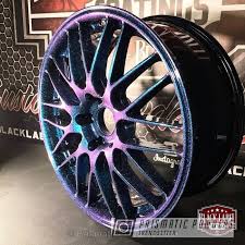 Powder coat over powder coated wheels 2. Prismatic Powders Ink Black With Chameleon Sapphire Teal Top Coat Black Coat Teal Top