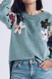 We'd love to see how you use these ideas on your projects by sharing them with us using the hashtag. Cosima Embroidered Floral Knit Sweater Aqua Shopperboard