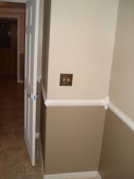 Chair rail that was once sequestered to only the dining room or kitchen is now commonly installed in the bedroom, study, hallway prep the chair rail. I M Glad I Went With The Chair Rail Look Home Design Diy Oversized Chair And Ottoman Tan Walls