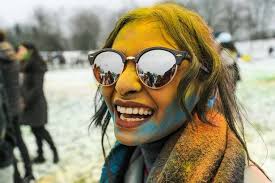 Holi in Leicester's Abbey Park welcomes snowy spring with 'slushy' rainbow  of colours