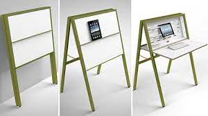 Buche und metall.sehr stabil, zusammenklappbar, platzsparend, rollbar, praktisch. Hidesk Faltbarer Schreibtisch Von Noroom Living At Home