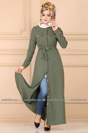 Aksesuar Dugmeli Elbise Ferace 7001ast305 Haki Moda Selvim Moda Moda Stilleri Elbise
