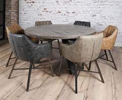 Industriele Ronde Eetkamertafel Dylano O140 Cm Mangohout