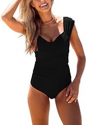 High waisted high cut, tummy control women bathing suit, modest coverage; Grapent Women S Vintage Wide Straps Draped Cross One Piec Https Www Amazon Com Dp B01mtkde56 Ref Cm Sw R Pi Dp Maternity Swimwear Suit Swimsuit One Piece
