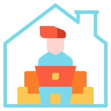 Vector illustration included icon as freelance worker with laptop. Work From Home Icon Of Flat Style Available In Svg Png Eps Ai Icon Fonts