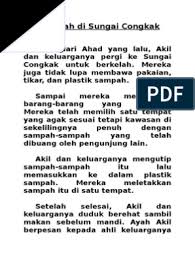 Aizat dan adiknya, ikmal sedang bermain bola sambil mandi manda ketika mereka berkelah di pantai teluk batik. Berkelah Di Sungai Congkak Teks