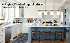 Maybe you would like to learn more about one of these? Dllt Kitchen Island Pendant Light Fixture 4 Lights Metal Farmhouse Chandeliers Vintage Flush Mount Ceiling Hanging Lighting With Glass Shade For Dining Room Foyer Restaurant Bar E26 Base Amazon Com