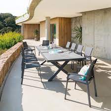 table de jardin extensible axiome gris storm graphite table de jardin mobilier de jardin design table de jardin pliante