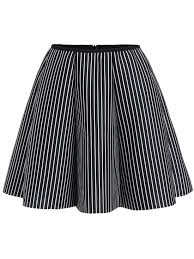 Black And White Vertical Striped Skirt Outfit Black Vertical Striped Flare Skirt Shein Sheinside Flare Skirt Vertical Stripes Fashion Bottoms
