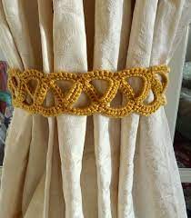 Crochet Curtian Tieback 1 Pair Rusty Mustard Color Etsy Tieback Crochet Crafts Diy Crochet