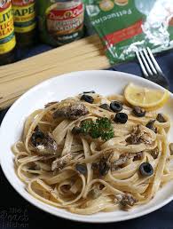 Spanish Sardines Black Olives Capers Fettuccine The Peach Kitchen Recipe Sardine Pasta Recipe Sardines Peach Kitchen