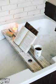 Even better is having a candle, a good book, and a vino with you. Bath Tray With Book Rest Salvaged Living