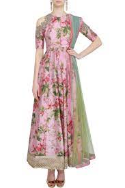 Perfect to complete any party or special occasions Pink Floral Anarkali By Anushree Reddy Floral Anarkali Traditional Indian Outfits Fancy Suit