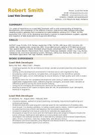 You need to be able to portray your specific capacities and give substantial examples of how you used your skills in your past positions. Lead Web Developer Resume Samples Qwikresume