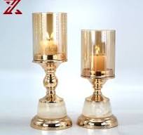 [Hot Item] Candelabro de metal dorado directo de fábrica, soporte de vela  de jade para decoración de centros de mesa en bodas