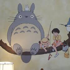 Totoro Inspired Totoro Fishing Wall Art Applique Sticker Etsy Anime Wall Art Totoro Anime Decor