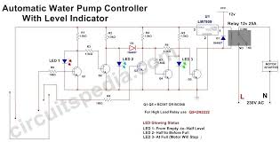In the diagram a water level controller shown with a motor starter, a water level sensor with an overhead tank, and an underground tank. Automatic Water Level Controller For Submersible Pump Without Ic Electronic Projects Design Ideas Electronics Lab Com Community