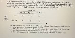 Home about the lottery draft status and classification. Solved 2 In The Vietnam War Draft Lottery Conducted In T Chegg Com