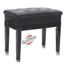Adjustable Genuine Leather Artist Concert Piano Bench in Ebony Satin for  sale online