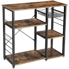 Check spelling or type a new query. Vasagle Baker S Rack Industrial Kitchen Shelf With Metal Frame Wire Basket And 6 Hooks Multifunctional Storage