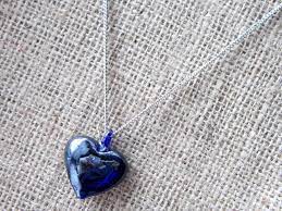 Glass heart pendant cobalt blue murano leather 18 ins necklace perface birthday valentine gift uni 1 5 x inchs aa27. Blue Glass Heart Silver Necklace Dragonrat Jewellery