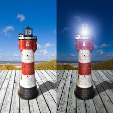 Solar Leuchtturm Roter Sand 50 Cm Mit Led Beleuchtung Gartendekoration Solarleuchten Holzgitter