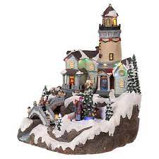You may need to use one or two power strips. Christmas Village With Lighthouse Movement Lights Music Online Sales On Holyart Com