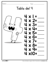 Practica La Tabla Del 4 Arbol Abc En 2020 Tabla De Multiplicar Para Imprimir Ejercicios Tablas De Multiplicar Tablas De Multiplicar
