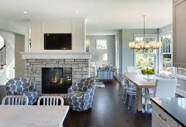 The island kitchen flows into the dining area and great room, for easy entertaining. Interior Design Ideas House Layouts Floor Plan Design Fireplaces Layout
