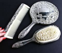 Vintage Vanity Set Silver Plated Hair Brush Comb Mirror By Maejeanvintage 45 00 Omg I Got This Set When I Was Li Vintage Vanity Vanity Set Hand Mirror