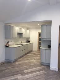 For subtle contrast, two different shades of the same calm colour tend to work better on cabinetry than three or four, which can look like a design mistake. An Innova Luca Gloss Dove Grey Kitchen Real Customer Kitchens Kitchen Cheshire By Diy Kitchens Houzz