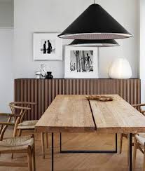 Modern Chunky Rustic Oak Dining Table Industrial Style Metal Legs Wishbone Chairs Modern Dining Room Tables Dining Room Design Dining Room Table Decor