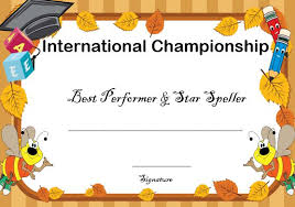 21 Free Printable Spelling Bee Certificates Participation Winner School Templates Demplates