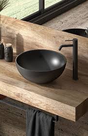 Plan De Toilette Sur Mesure Chene Texas Et Vasque Noire Salle De Bains Bois Et Noir Meuble De Salle De Bain Meuble Vasque Bois