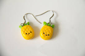 Pinapple Ananas Cute Girly Earrings Boucles D Oreilles Polymer Clay Pate Polymere Fimo Summer Foo Breloques D Argile Polymere Argile Boucle D Oreille