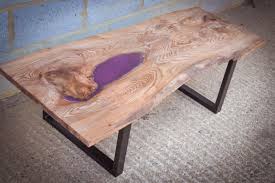 Live Edge Coffee Table With Purple Resin By Brunswickvintage Ev Icin Muthis Fikirler